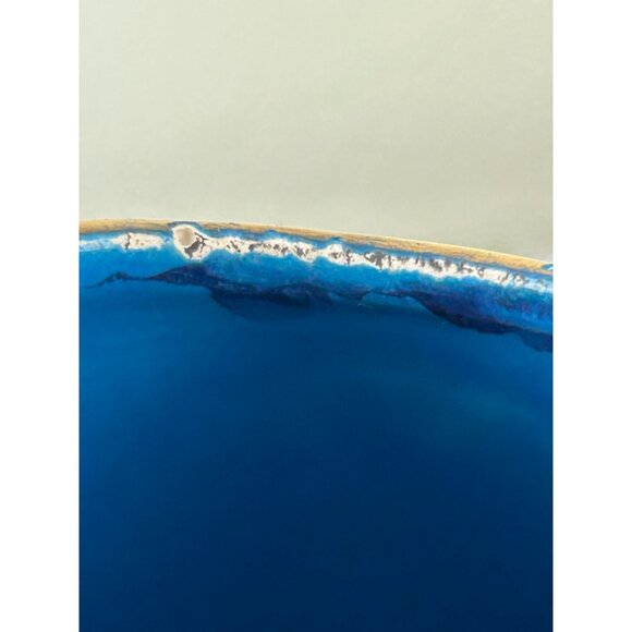 Vintage Tanaka Blue & Purple Iridescent Ceramic Pottery Vase Shiny READ - Picture 9 of 14